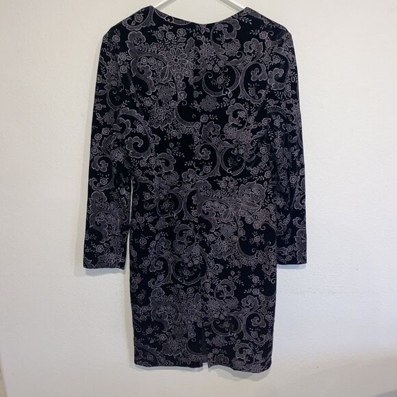K Studio Women’s Long Sleeve Shimmer Dress Size 12 Black Floral - Picture 3 of 7